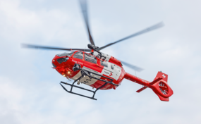 Rescue helicopter in the sky